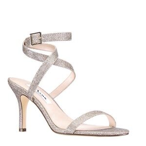 NINA Womens Vanna Glitter Open Toe Heel Sandals